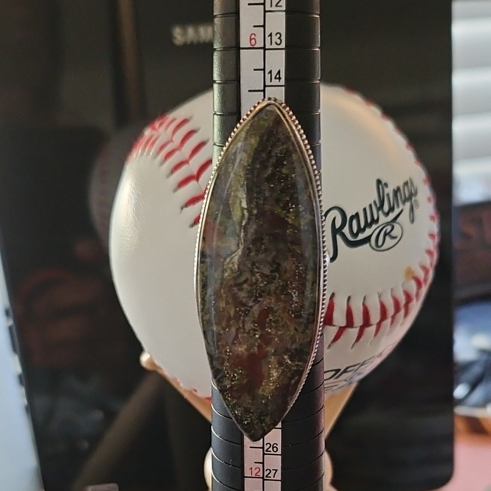 Unique Jasper Stone Ring With Silver Accents - image 1